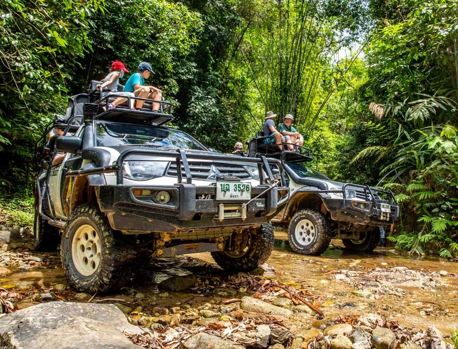 4x4 vehicle driving an off-road trail near Khao Lak