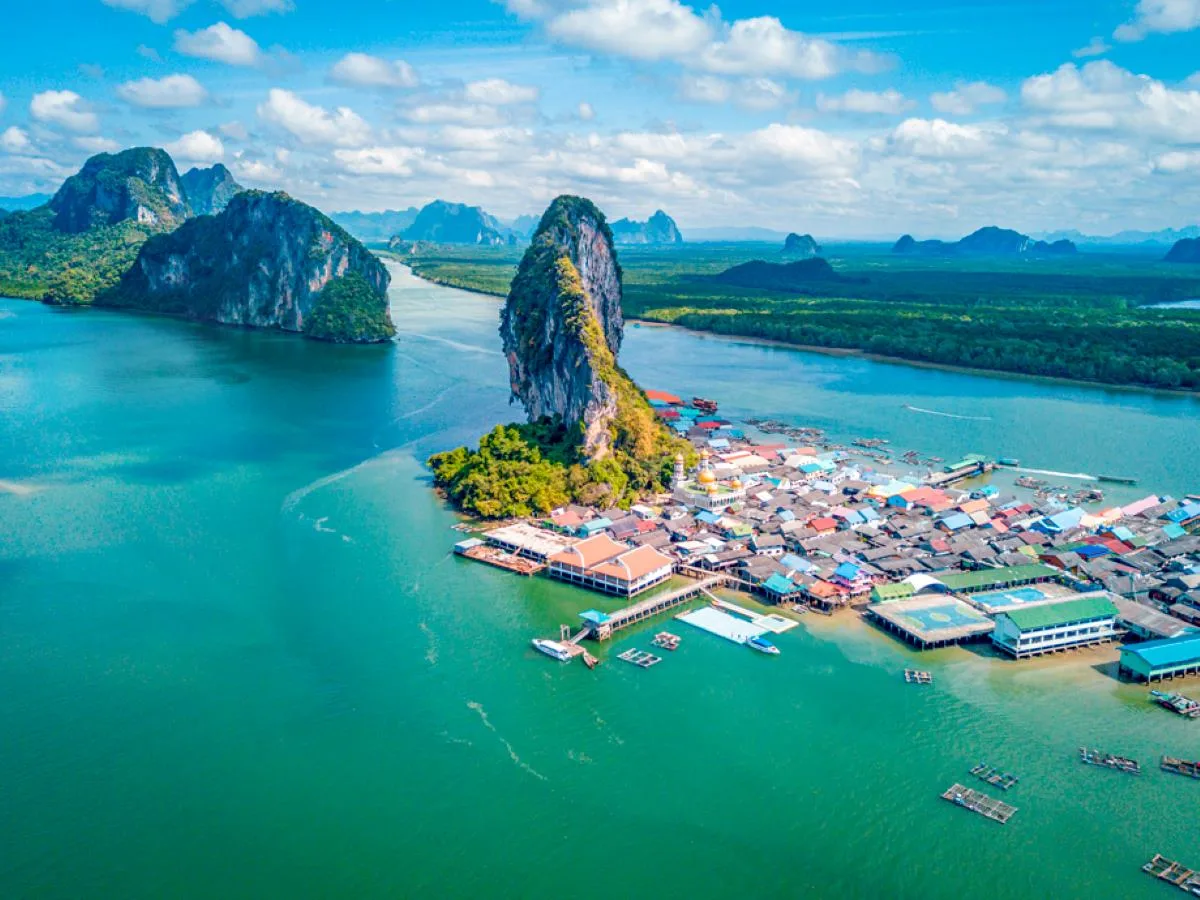 Stilted houses of Koh Panyee sea-gypsy village in Phang Nga Bay
