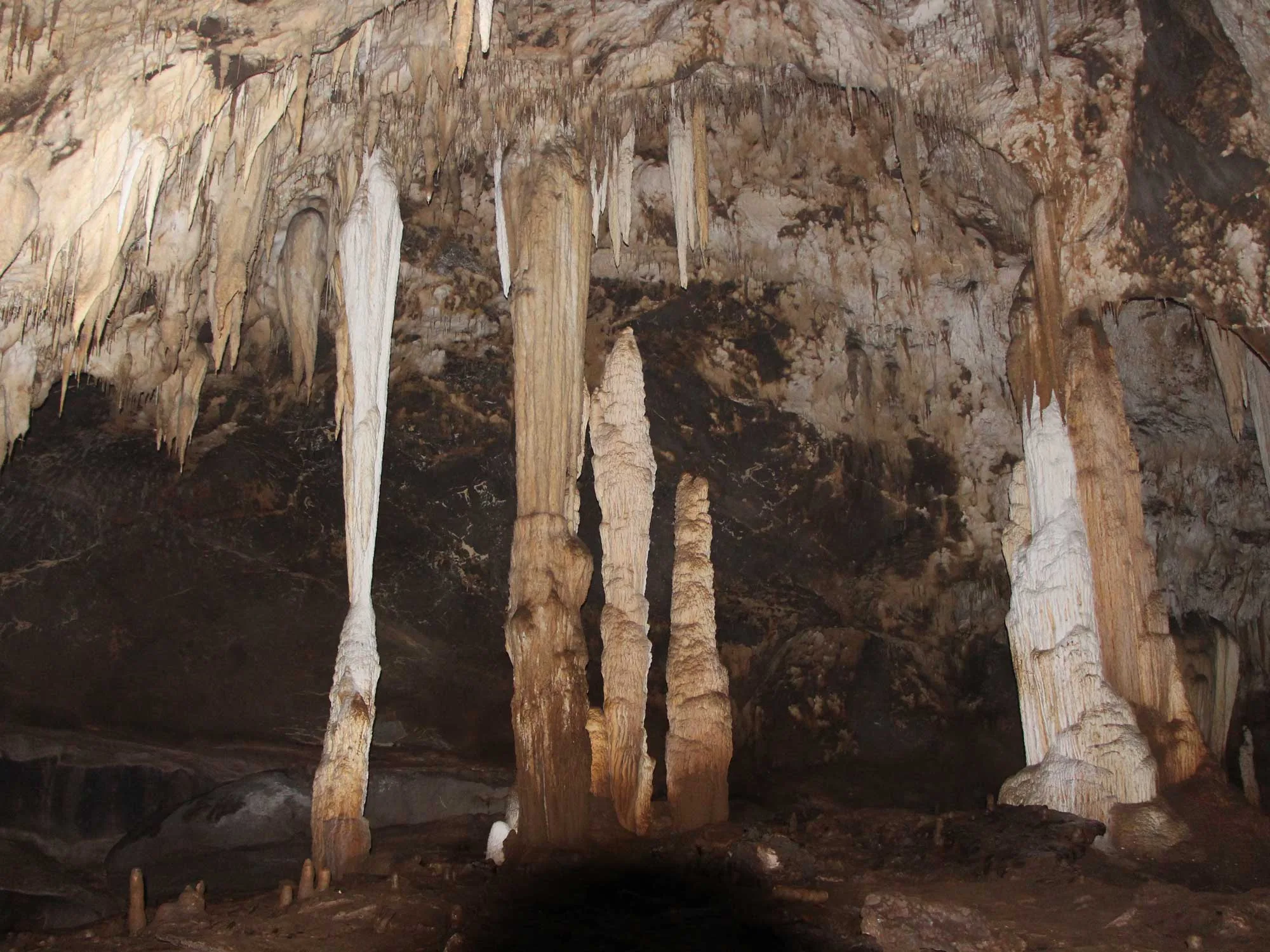 Limestone cave with stalactites and stalagmites in Khao Sok