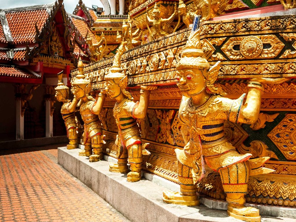 Ornate Buddhist temple building near Khao Lak