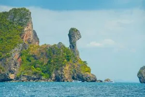 Chicken Island (Koh Kai) rock formation rising from the Andaman Sea near Krabi, Thailand