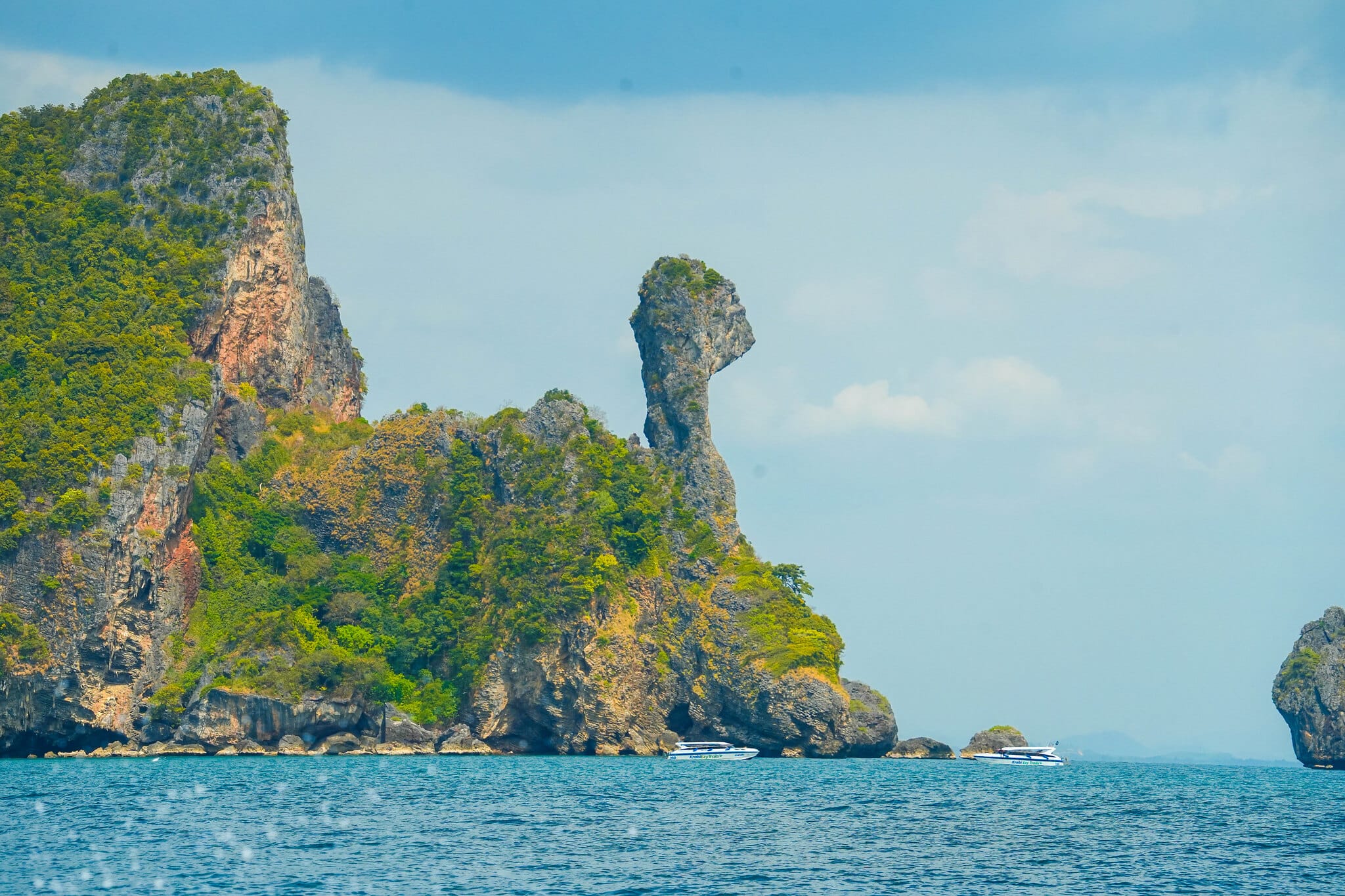 Chicken Island (Koh Kai) rock formation rising from the Andaman Sea near Krabi, Thailand