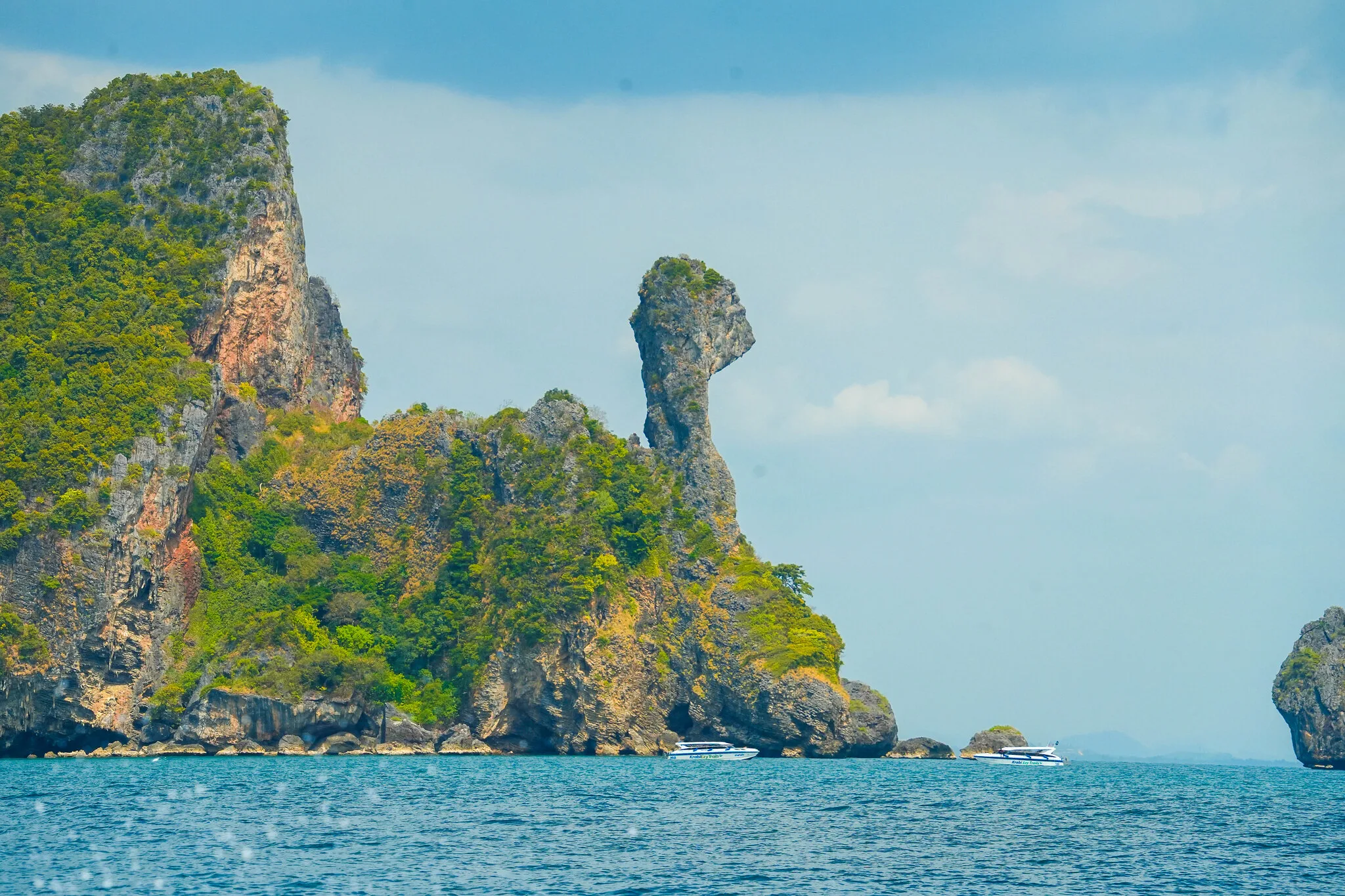 Chicken Island (Koh Kai) rock formation rising from the Andaman Sea near Krabi, Thailand