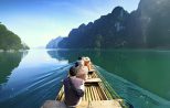 Bamboo raft to Pakarang Coral Cave on Cheow Lan Lake