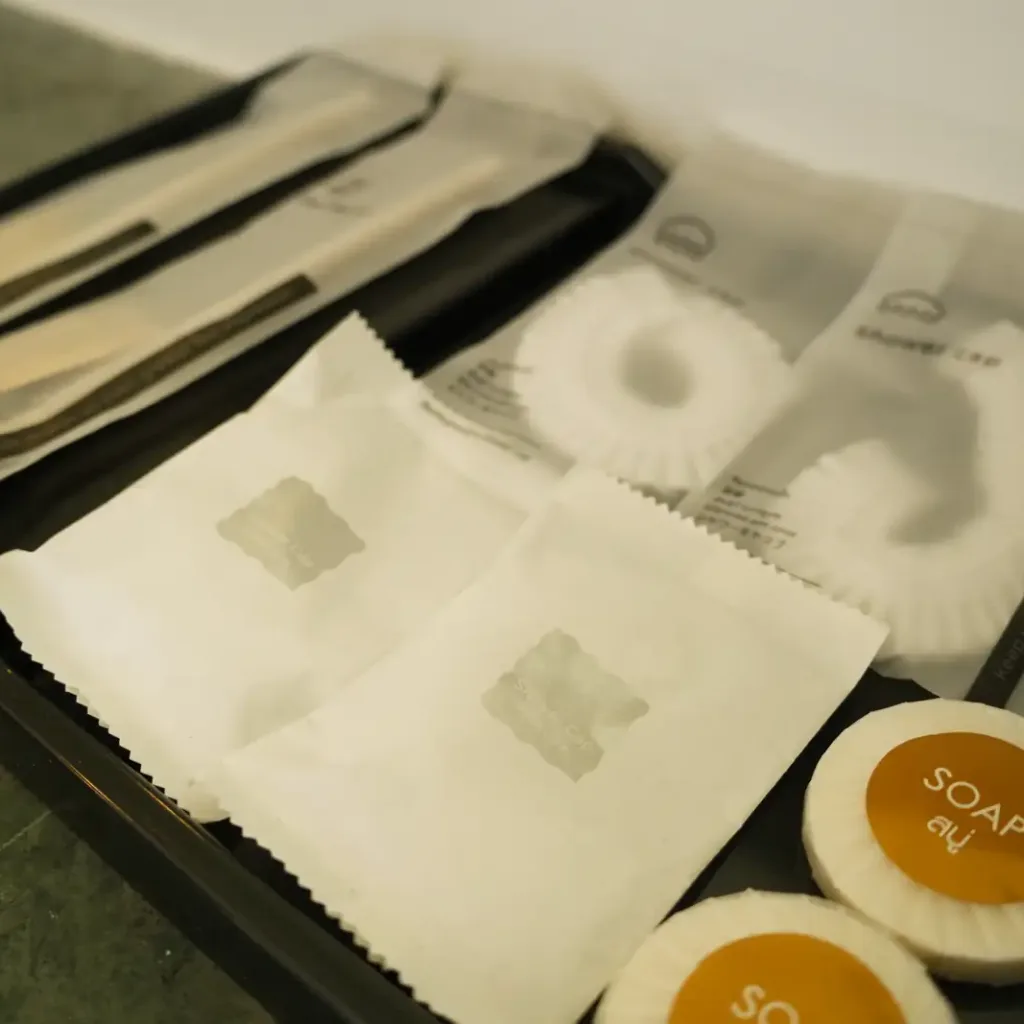 Bathrobes, towels and complimentary soap amenities