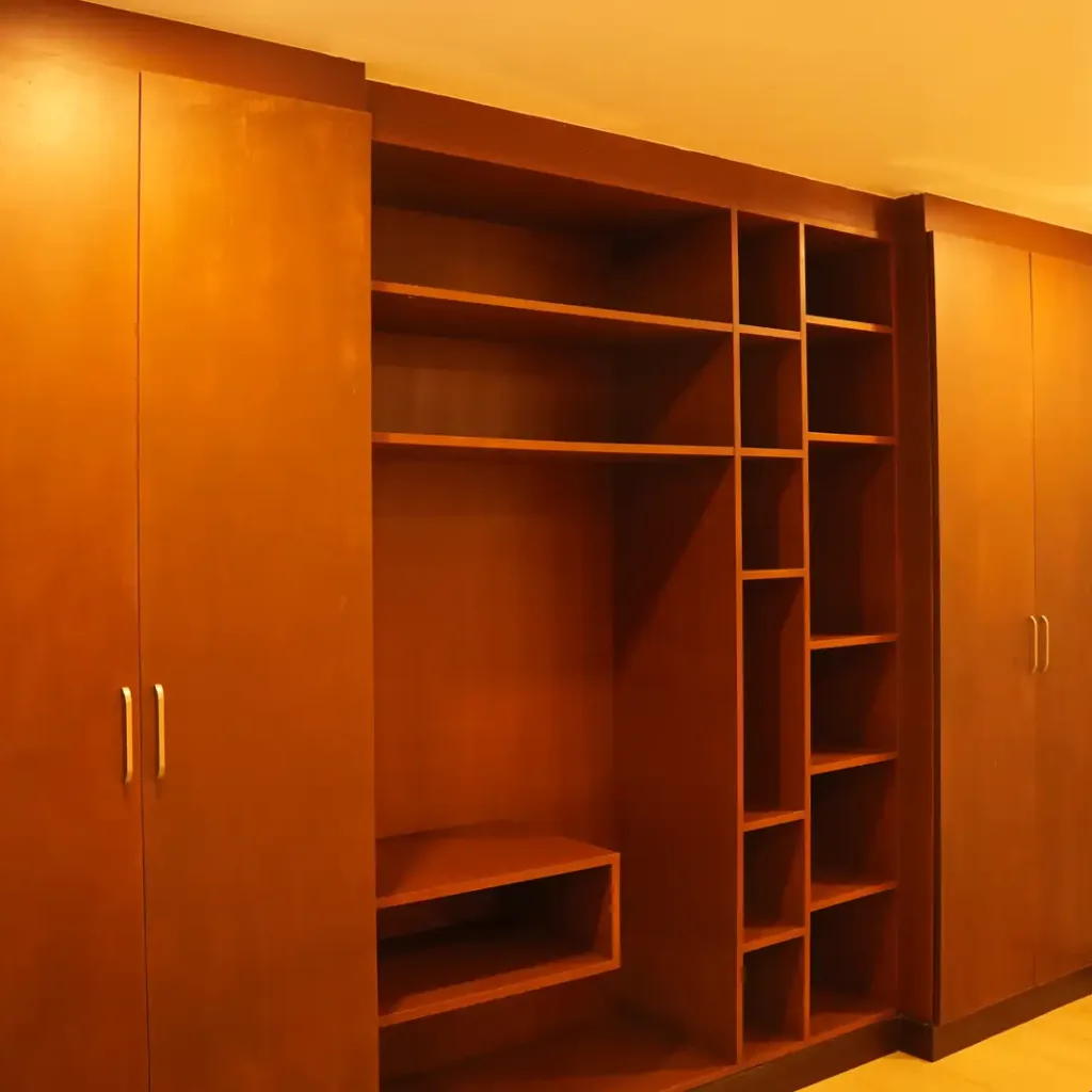 Built-in timber wardrobe and shelving