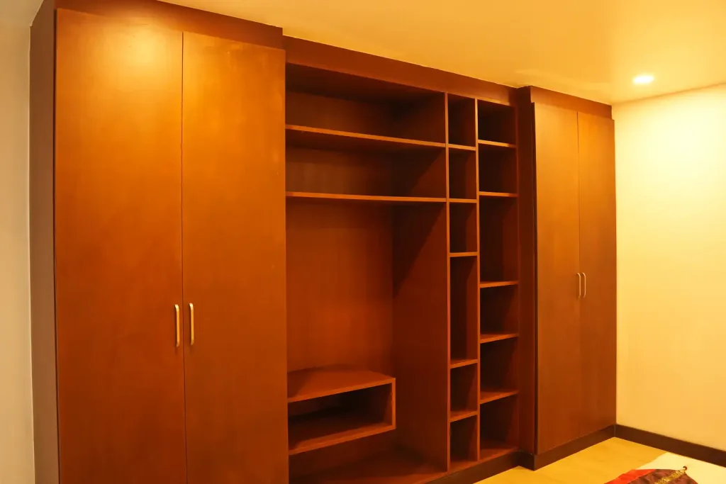 Built-in timber wardrobe and shelving