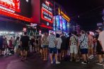 Neon-lit bar street on Bangla Road in Patong at night