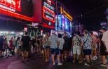Neon-lit bar street on Bangla Road in Patong at night