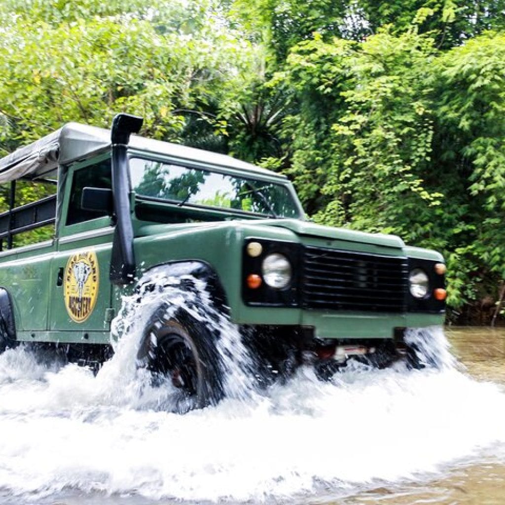 Land Rover off-road jeep on a jungle track near Khao Lak